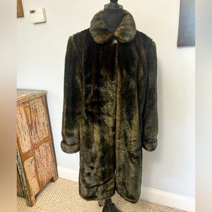 COPY - Alpine Studio Brown Faux Fur Coat Mid Length Beautiful Warm Soft Jacket …